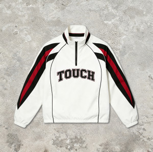 Applique Patchwork Quarter-Zip Windbreaker Jacket | Waterproof Nylon | Casual Sportswear | OEM Streetwear