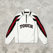 Applique Patchwork Quarter-Zip Windbreaker Jacket | Waterproof Nylon | Casual Sportswear | OEM Streetwear