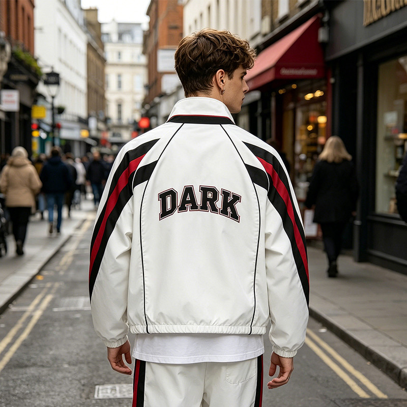 Applique Patchwork Quarter-Zip Windbreaker Jacket