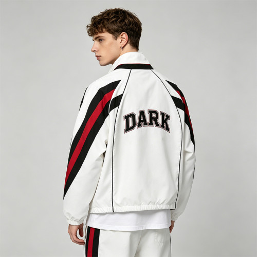 Applique Patchwork Quarter-Zip Windbreaker Jacket | Waterproof Nylon | Casual Sportswear | OEM Streetwear