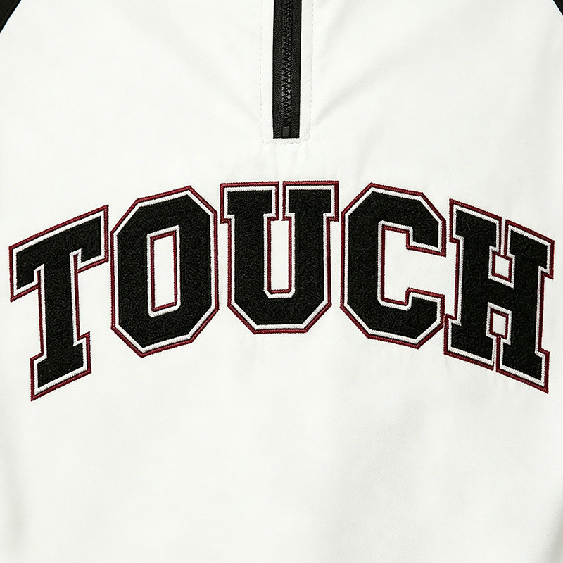 Applique Patchwork Quarter-Zip Windbreaker Jacket