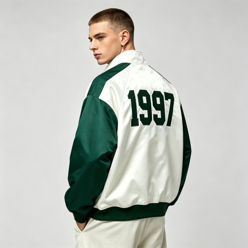 1997 Patchwork Applique Track Jacket | Water Resistant | Quarter-Zip Windbreaker | Casual Sportswear | OEM Streetwear