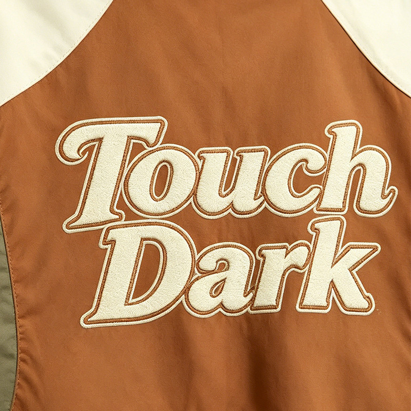 Patchwork Applique Quarter-Zip Streetwear Jacket