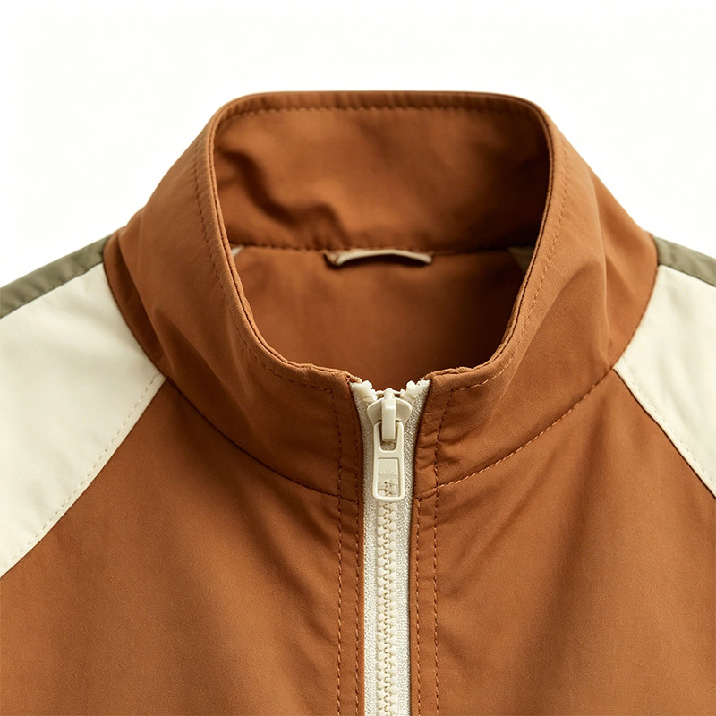 Patchwork Applique Quarter-Zip Streetwear Jacket