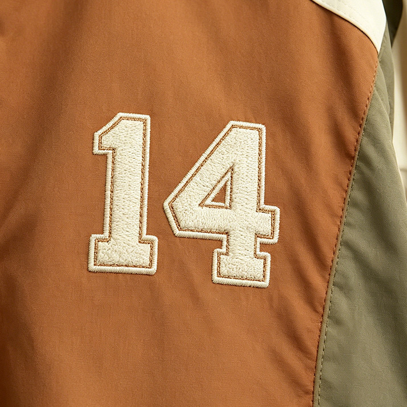 Patchwork Applique Quarter-Zip Streetwear Jacket