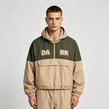 1997 Towel Embroidered Color Block Jacket | Water Resistant Polyester | Quarter-Zip Streetwear | OEM Streetwear