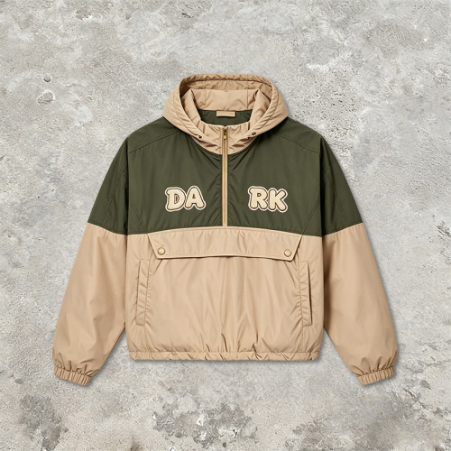 1997 Towel Embroidered Color Block Jacket | Water Resistant Polyester | Quarter-Zip Streetwear | OEM Streetwear