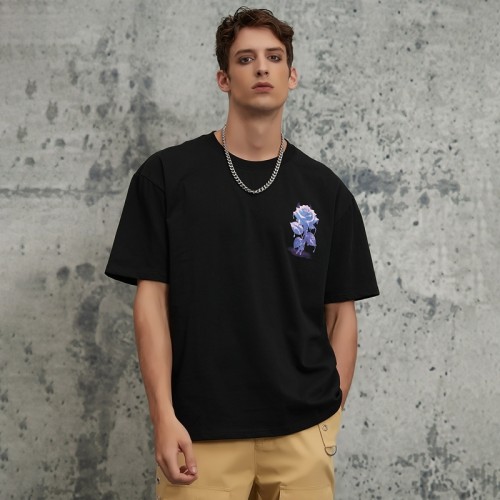 Heat Transfer Printing Rose Graphic T-Shirt | Oversized Fit | Casual Streetwear | Custom Streetwear Manufacturer