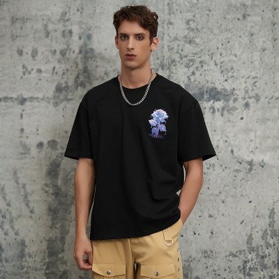 Heat Transfer Printing Rose Graphic T-Shirt | Oversized Fit | Casual Streetwear | Custom Streetwear Manufacturer