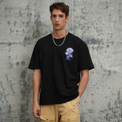 Heat Transfer Printing Rose Graphic T-Shirt | Oversized Fit | Casual Streetwear | Custom Streetwear Manufacturer