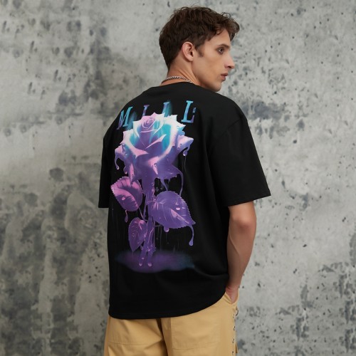 Heat Transfer Printing Rose Graphic T-Shirt | Oversized Fit | Casual Streetwear | Custom Streetwear Manufacturer