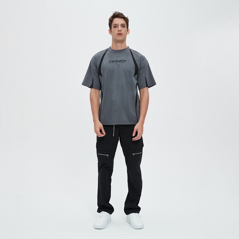 Men's Mesh Panel Letter Print T-Shirt