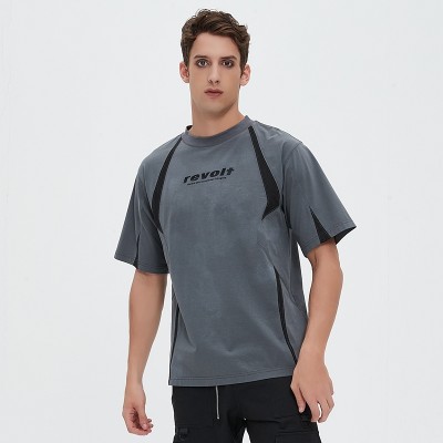 Men's Mesh Panel Letter Print T-Shirt | Breathable Oversized Streetwear | Clothing Manufacturer