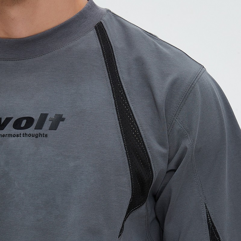 Men's Mesh Panel Letter Print T-Shirt