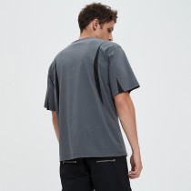 Men's Mesh Panel Letter Print T-Shirt | Breathable Oversized Streetwear | Clothing Manufacturer