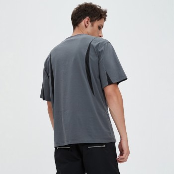 Men's Mesh Panel Letter Print T-Shirt | Breathable Oversized Streetwear | Clothing Manufacturer