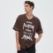 Waffle Knit Printed Open-Front Baseball T-Shirt | Brown Cotton | Streetwear Casual | Clothing Manufacturer