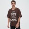 Waffle Knit Printed Open-Front Baseball T-Shirt | Brown Cotton | Streetwear Casual | Clothing Manufacturer