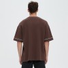 Waffle Knit Printed Open-Front Baseball T-Shirt | Brown Cotton | Streetwear Casual | Clothing Manufacturer