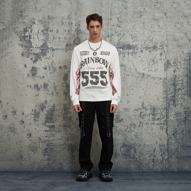 Dip Dye Ink Print Long Sleeve Tee