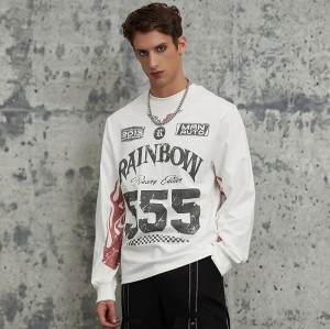 Dip Dye Ink Print Long Sleeve Tee | 100% Cotton | Racing Style Streetwear | Clothing Manufacturer