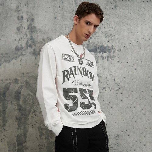 Dip Dye Ink Print Long Sleeve Tee | 100% Cotton | Racing Style Streetwear | Clothing Manufacturer