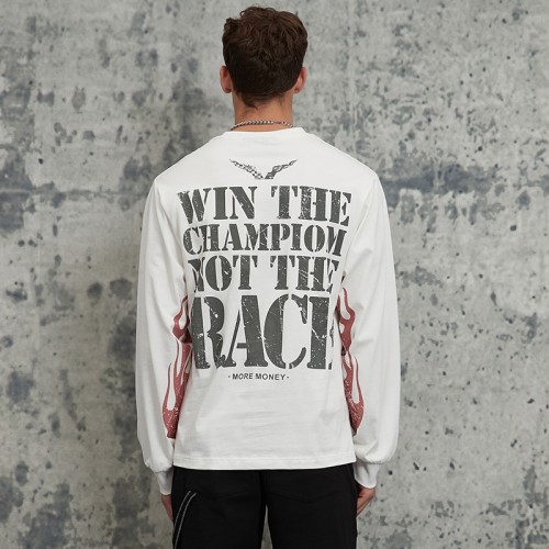 Dip Dye Ink Print Long Sleeve Tee | 100% Cotton | Racing Style Streetwear | Clothing Manufacturer