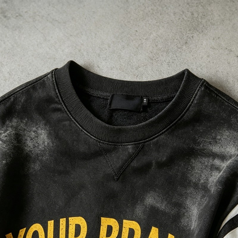 Washed Spray Dye Faux Two-Piece T-shirt