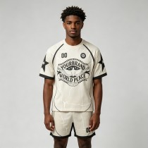 DTG Print and Embroidered Patch Soccer Jersey T-Shirt | 100% Polyester | Custom Streetwear