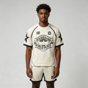 DTG Print and Embroidered Patch Soccer Jersey T-Shirt | 100% Polyester | Custom Streetwear