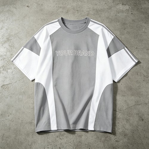 Color Block T-shirt with Rubber Print | Casual Sport | Daily Wear | Custom Streetwear Manufacturer