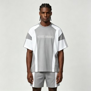 Color Block T-shirt with Rubber Print | Casual Sport | Daily Wear | Custom Streetwear Manufacturer