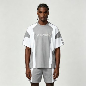 Color Block T-shirt with Rubber Print | Casual Sport | Daily Wear | Custom Streetwear Manufacturer