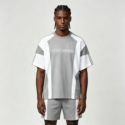 Color Block T-shirt with Rubber Print | Casual Sport | Daily Wear | Custom Streetwear Manufacturer