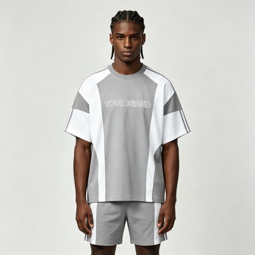 Color Block T-shirt with Rubber Print | Casual Sport | Daily Wear | Custom Streetwear Manufacturer
