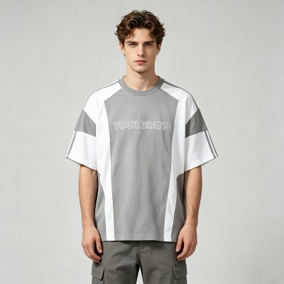 Color Block T-shirt with Rubber Print | Casual Sport | Daily Wear | Custom Streetwear Manufacturer
