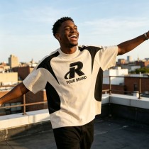 3D Embroidery Color Block Streetwear T-Shirt | Paneled Design | Cotton Blend | Custom Streetwear