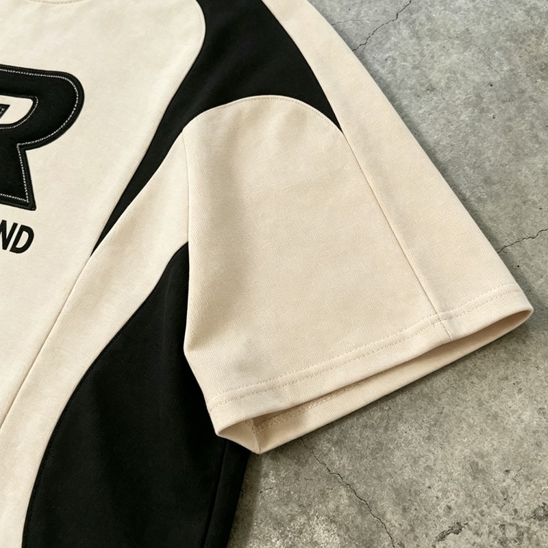 3D Embroidery Color Block Streetwear T-Shirt