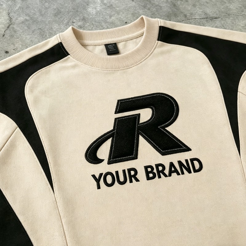 3D Embroidery Color Block Streetwear T-Shirt