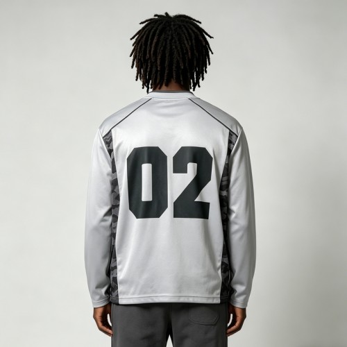 Digital Print 02 Jersey Long Sleeve T-Shirt | Camo Panel | Quick Dry Polyester | Custom Streetwear