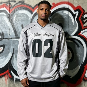 Digital Print 02 Jersey Long Sleeve T-Shirt | Camo Panel | Quick Dry Polyester | Custom Streetwear
