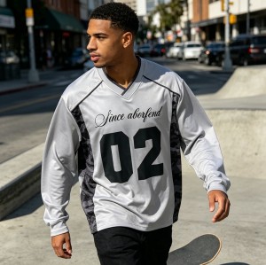 Digital Print 02 Jersey Long Sleeve T-Shirt | Camo Panel | Quick Dry Polyester | Custom Streetwear