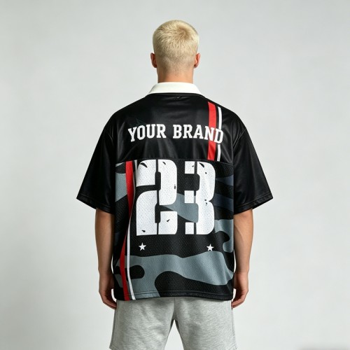 Custom Digital Print Soccer Jersey | 100% Polyester Mesh | Oversized Fit Streetwear | OEM Streetwear