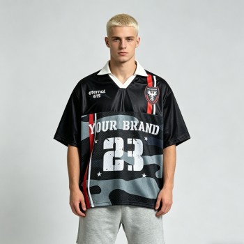 Custom Digital Print Soccer Jersey | 100% Polyester Mesh | Oversized Fit Streetwear | OEM Streetwear