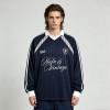 Screen Printing Vintage Soccer Jersey Tee | Breathable Polyester | Long Sleeve | Casual Sportswear | Custom Streetwear