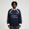 Screen Printing Vintage Soccer Jersey Tee | Breathable Polyester | Long Sleeve | Casual Sportswear | Custom Streetwear