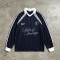 Screen Printing Vintage Soccer Jersey Tee | Breathable Polyester | Long Sleeve | Casual Sportswear | Custom Streetwear
