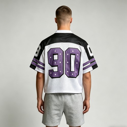 Cropped Mesh Football Jersey with Digital Print | Mesh Fabric | Casual Streetwear | Custom Streetwear