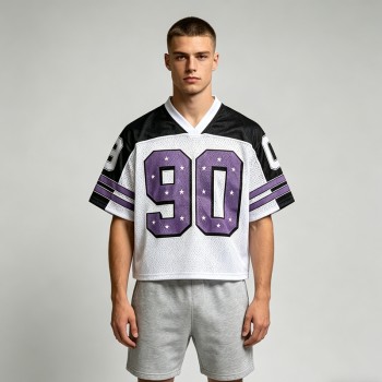 Cropped Mesh Football Jersey with Digital Print | Mesh Fabric | Casual Streetwear | Custom Streetwear