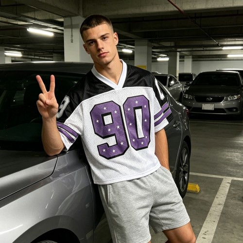 Cropped Mesh Football Jersey with Digital Print | Mesh Fabric | Casual Streetwear | Custom Streetwear